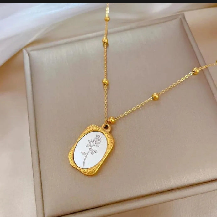 Elegant Gold Plated Rose Pendant Necklace for Women